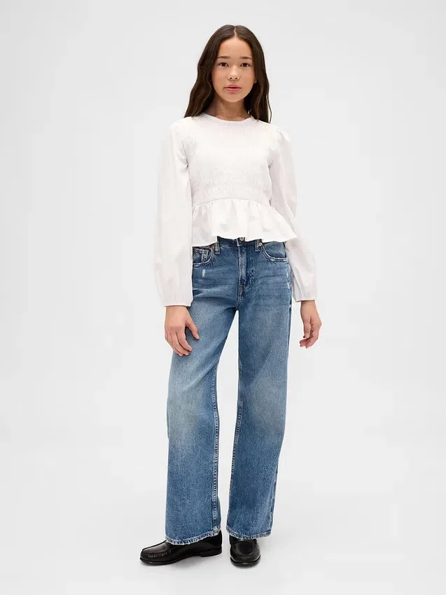 Peplumtop met smockwerk voor kinderen