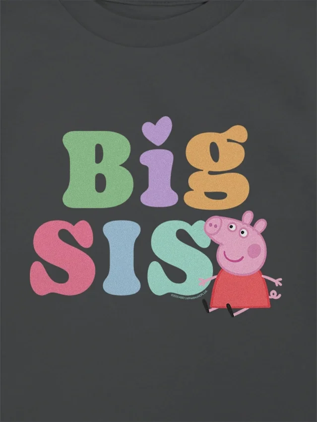 Peppa Pig-T-shirt met ‘Big Sis’-print voor peuters