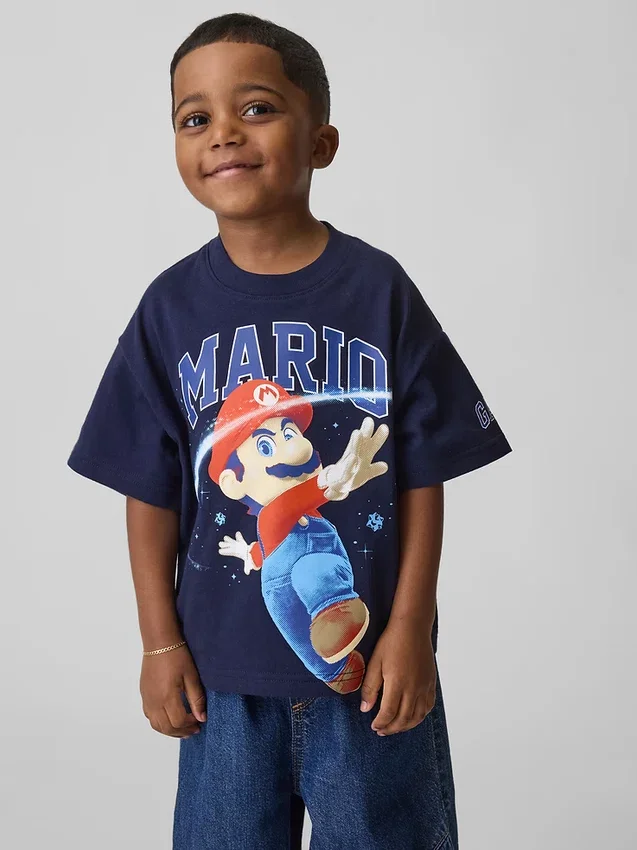 Peuter Super Mario oversized T-shirt met print