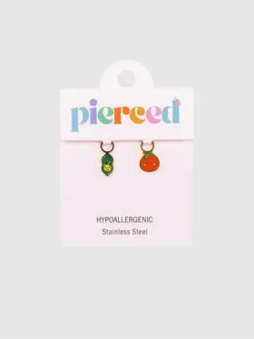 Pierced Co-bedeltjes in de vorm van een erwtenpeul en tomaat voor Huggie-oorbellen