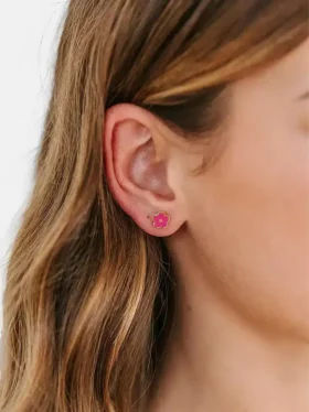 Pierced Co felroze bloemoorbellen met schroefsluiting
