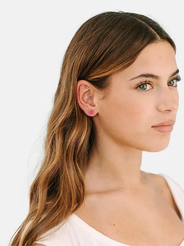 Pierced Co felroze bloemoorbellen met schroefsluiting