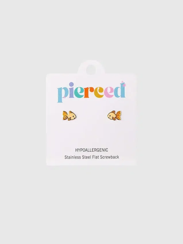 Pierced Co goudvis-oorbellen met schroefsluiting