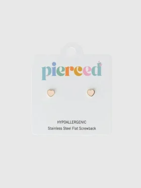 Pierced Co kleine perzikkleurige hartjesoorbellen met schroefsluiting