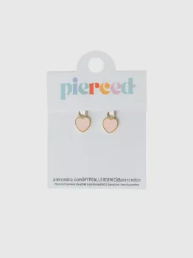 Pierced Co perzikkleurig hartje als bedeltje voor huggie-oorbellen