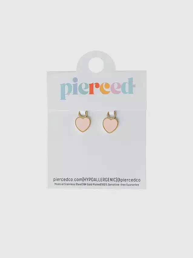 Pierced Co perzikkleurig hartje als bedeltje voor huggie-oorbellen