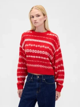 Pluizige oversized trui met ronde hals