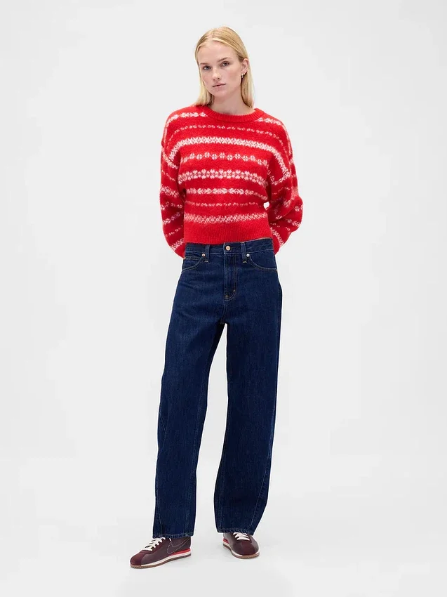 Pluizige oversized trui met ronde hals