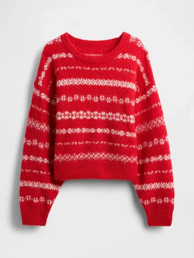 Pluizige oversized trui met ronde hals