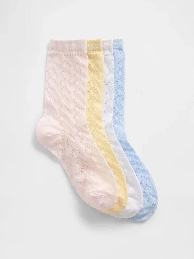 Pointelle-crew-sokken voor kinderen (4-pack)