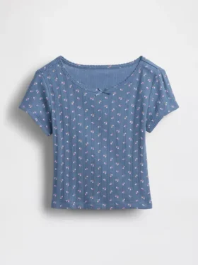 Pointelle-rib-T-shirt voor Baby & Peuter