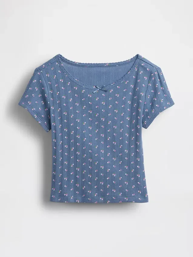 Pointelle-rib-T-shirt voor Baby & Peuter
