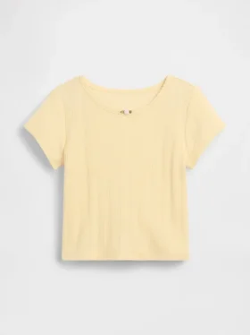 Pointelle-rib-T-shirt voor Baby & Peuter
