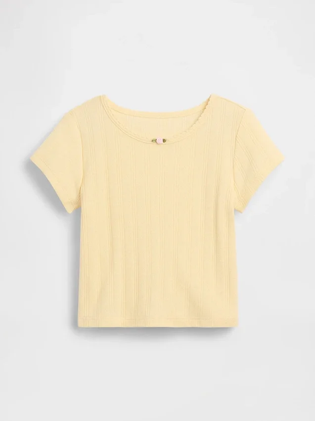 Pointelle-rib-T-shirt voor Baby & Peuter
