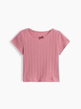 Pointelle-rib-T-shirt voor Baby & Peuter