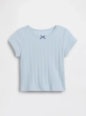 Pointelle-rib-T-shirt voor Baby & Peuter