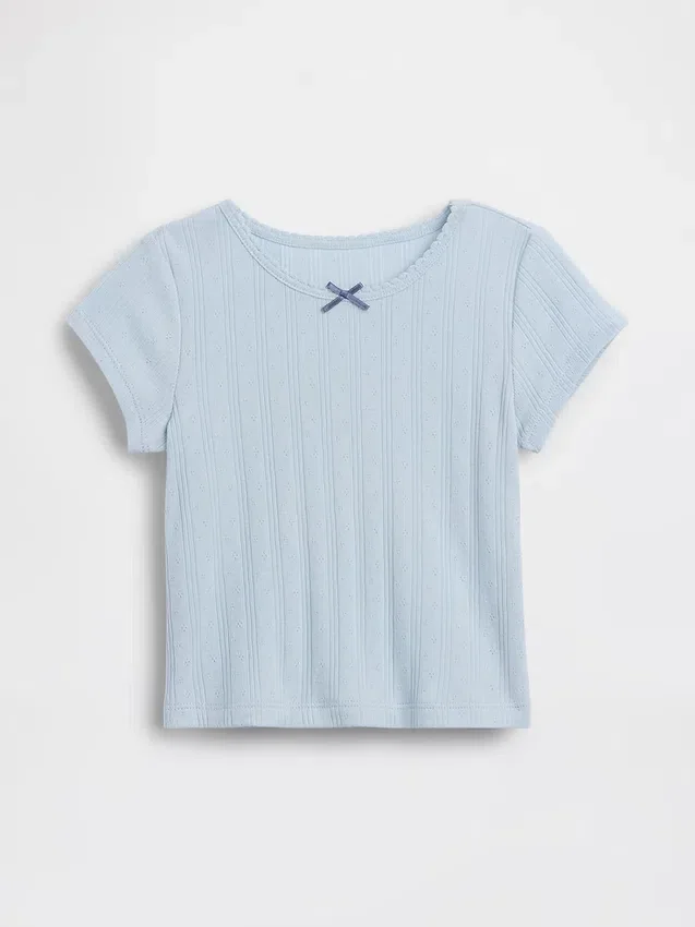Pointelle-rib-T-shirt voor Baby & Peuter
