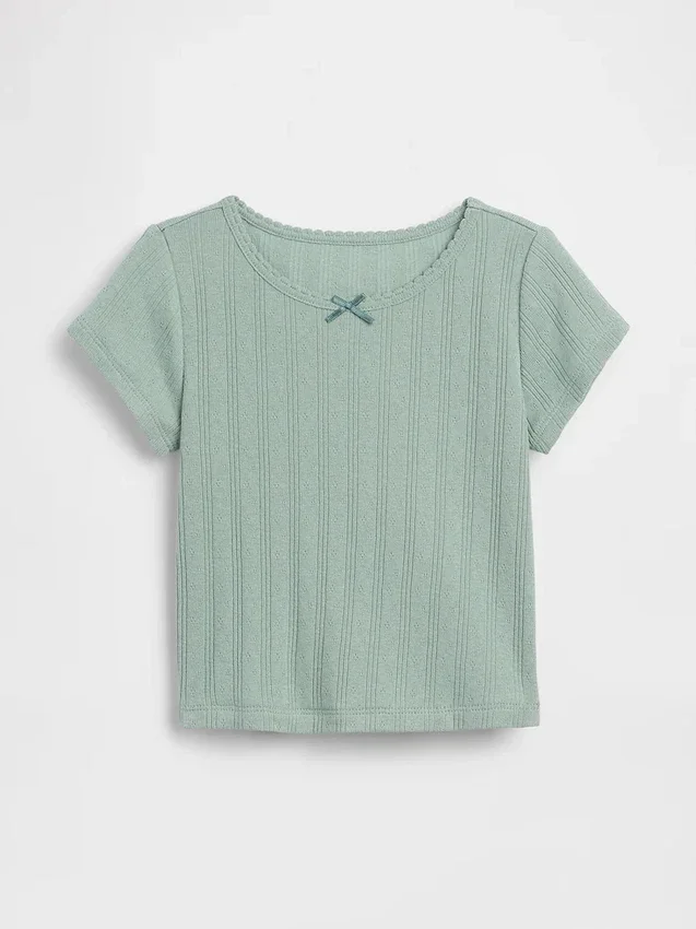 Pointelle-rib-T-shirt voor Baby & Peuter