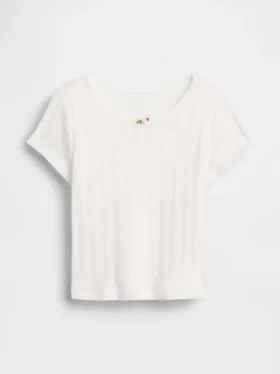 Pointelle-rib-T-shirt voor Baby & Peuter