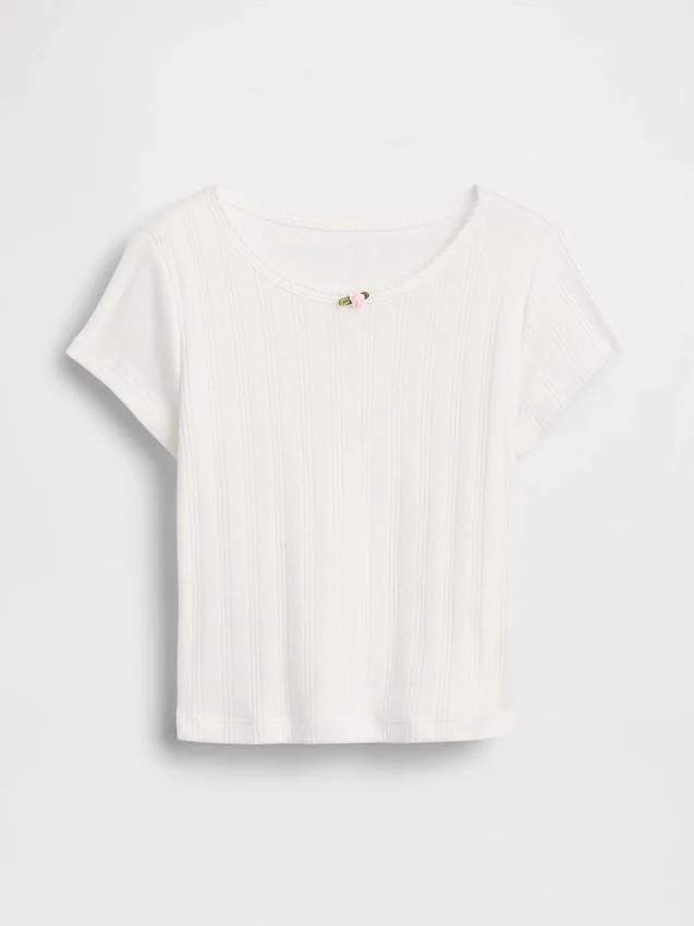 Pointelle-rib-T-shirt voor Baby & Peuter