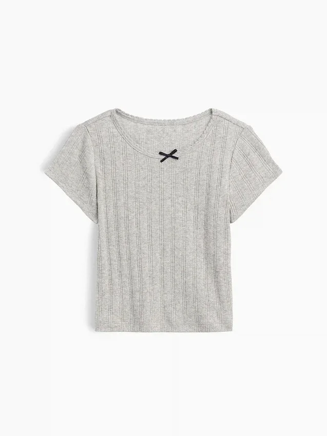 Pointelle-rib-T-shirt voor Baby & Peuter