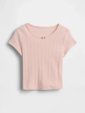 Pointelle-rib-T-shirt voor Baby & Peuter