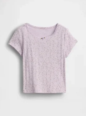Pointelle-rib-T-shirt voor Baby & Peuter