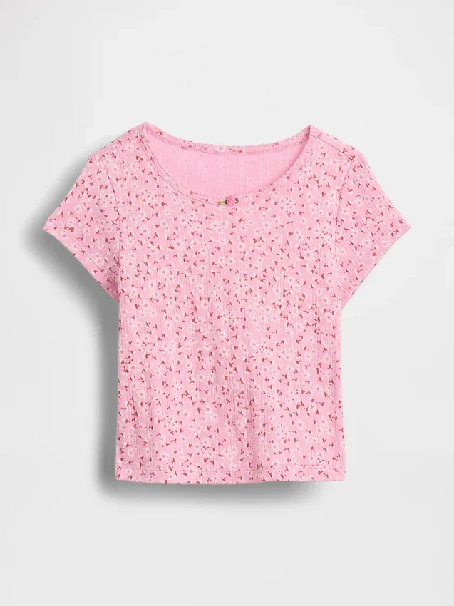 Pointelle-rib-T-shirt voor Baby & Peuter