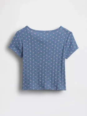Pointelle-rib-T-shirt voor Baby & Peuter