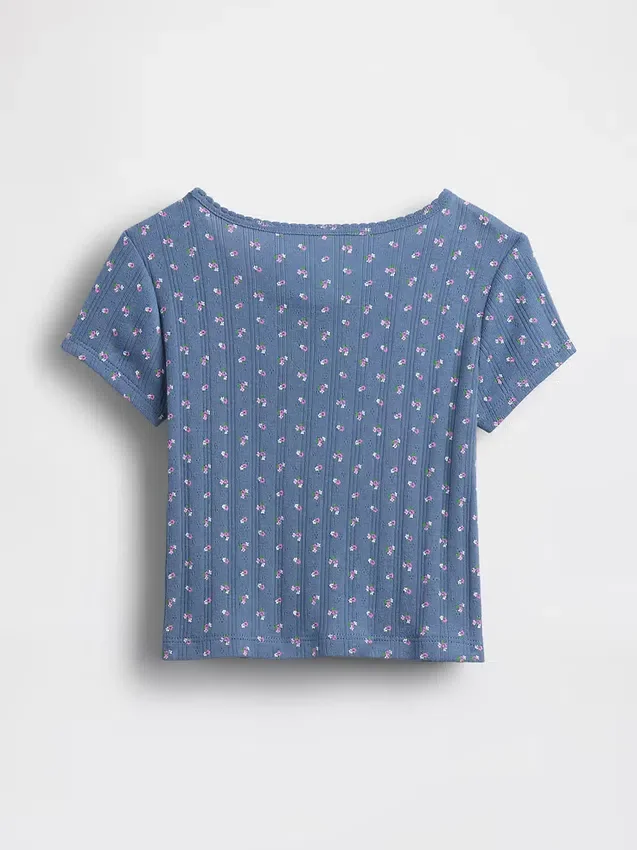 Pointelle-rib-T-shirt voor Baby & Peuter