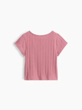 Pointelle-rib-T-shirt voor Baby & Peuter