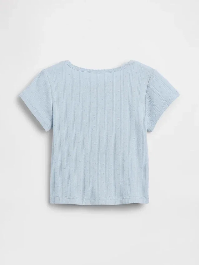 Pointelle-rib-T-shirt voor Baby & Peuter