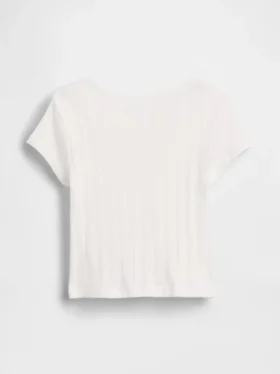 Pointelle-rib-T-shirt voor Baby & Peuter