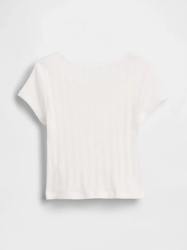 Pointelle-rib-T-shirt voor Baby & Peuter
