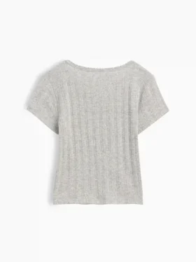 Pointelle-rib-T-shirt voor Baby & Peuter