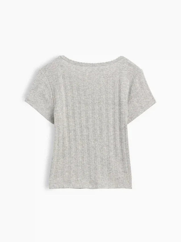 Pointelle-rib-T-shirt voor Baby & Peuter