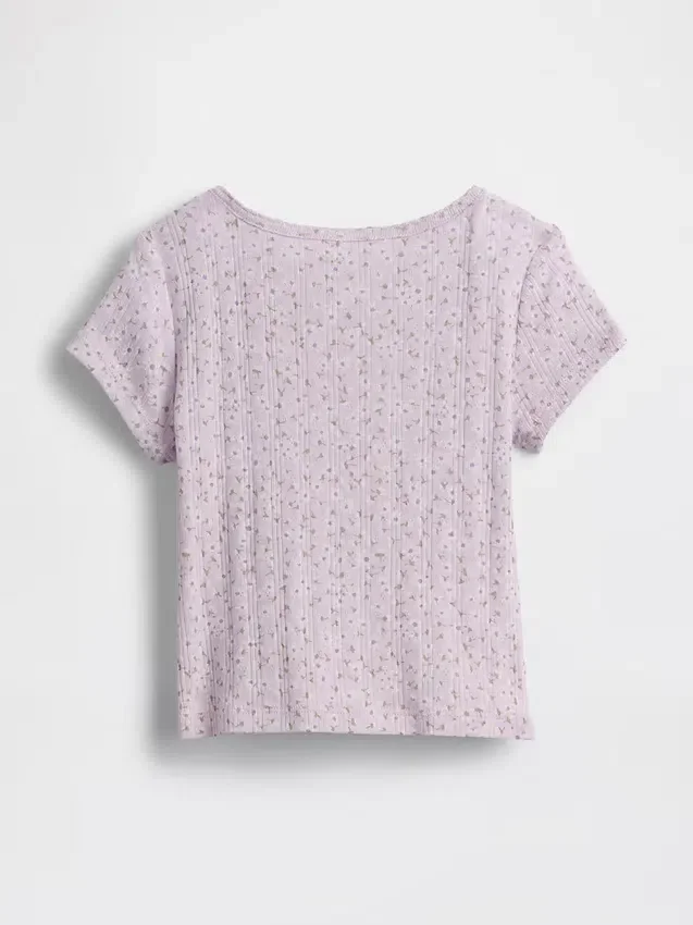 Pointelle-rib-T-shirt voor Baby & Peuter