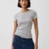 Pointelle T-shirt met ronde hals