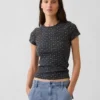 Pointelle T-shirt met ronde hals