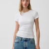 Pointelle T-shirt met ronde hals