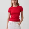 Pointelle T-shirt met ronde hals