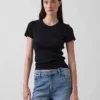 Pointelle T-shirt met ronde hals