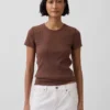 Pointelle T-shirt met ronde hals