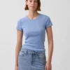 Pointelle T-shirt met ronde hals