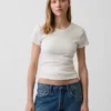 Pointelle T-shirt met ronde hals