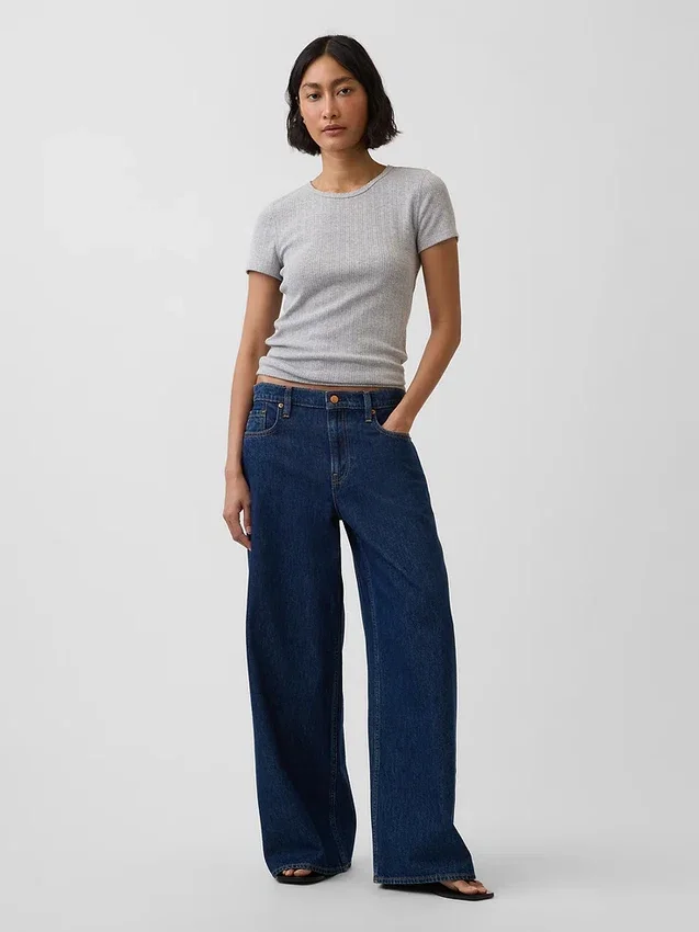 Pointelle T-shirt met ronde hals