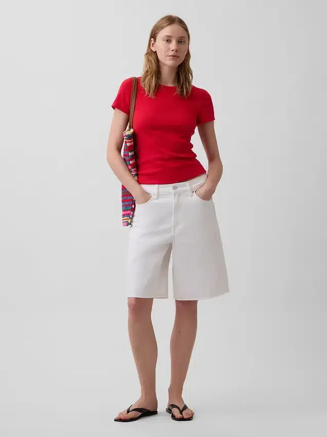 Pointelle T-shirt met ronde hals