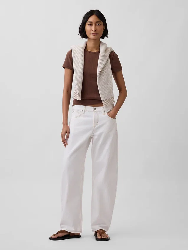 Pointelle T-shirt met ronde hals