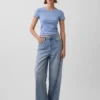 Pointelle T-shirt met ronde hals