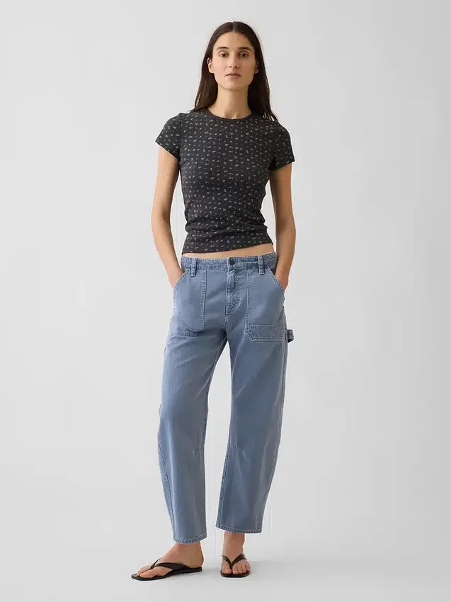 Pointelle T-shirt met ronde hals